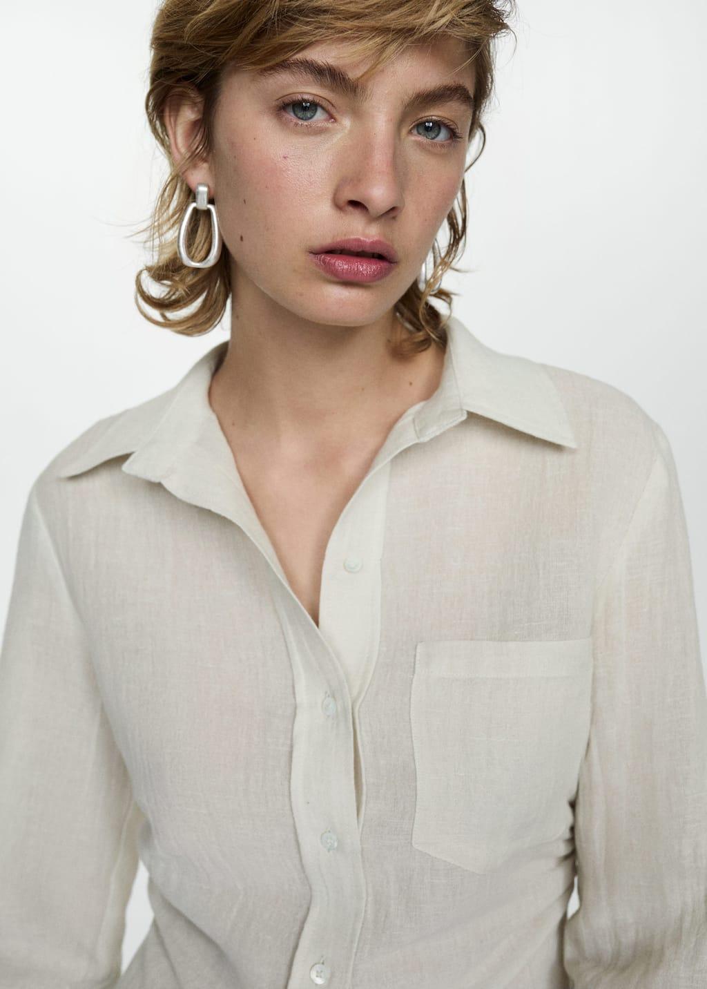 linen shirt with draped detail