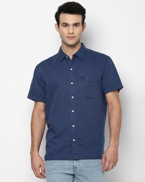 linen shirt with patch pocket