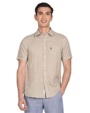 linen shirt with patch pocket