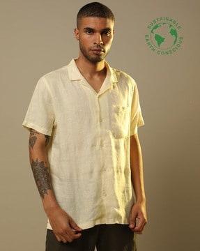 linen shirt with patch pocket