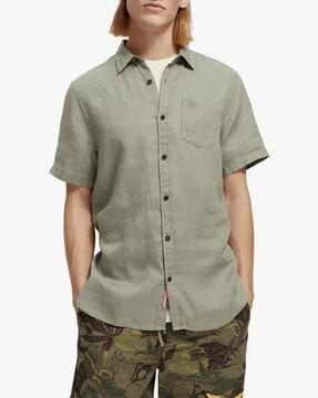 linen shirt with patch pocket