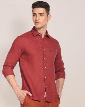 linen shirt with patch pocket