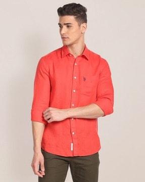 linen shirt with patch pocket