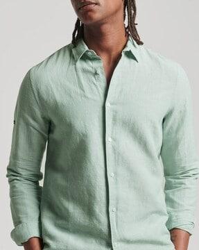 linen shirt with spread collar