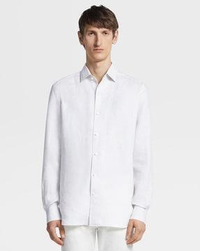 linen shirt with spread collar