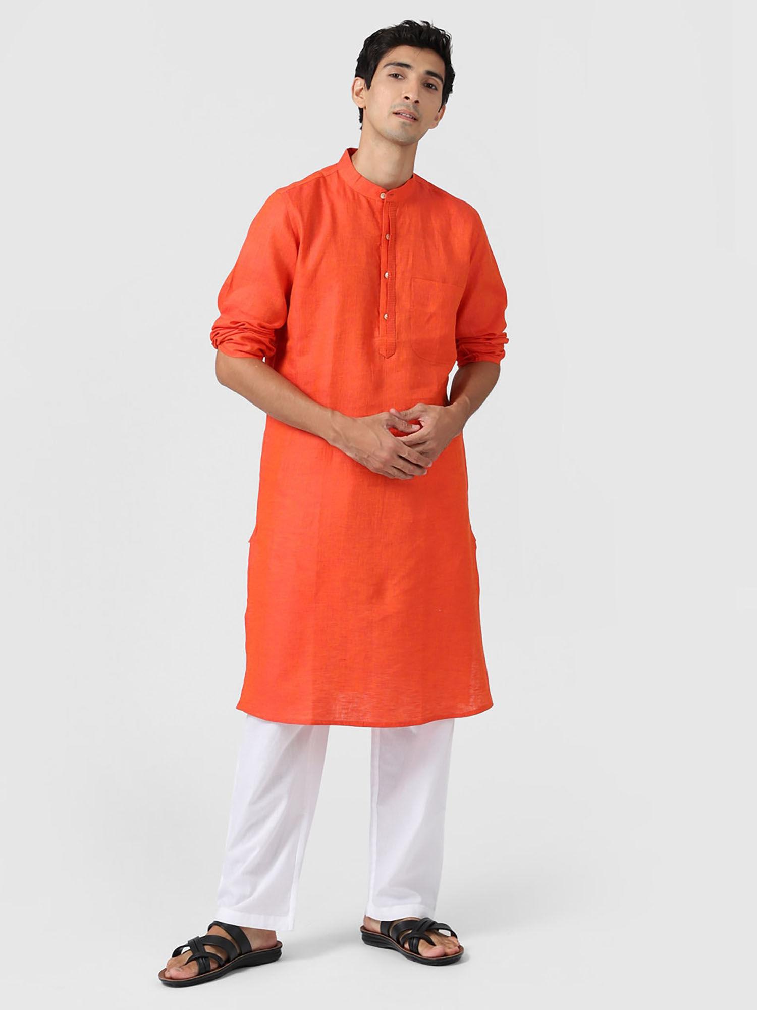 linen slim fit long kurta