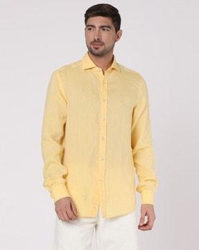 linen slim fit solid shirt