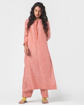 linen straight kurta with salwar