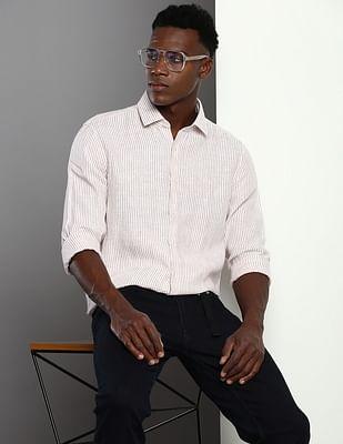 linen stripe slim shirt