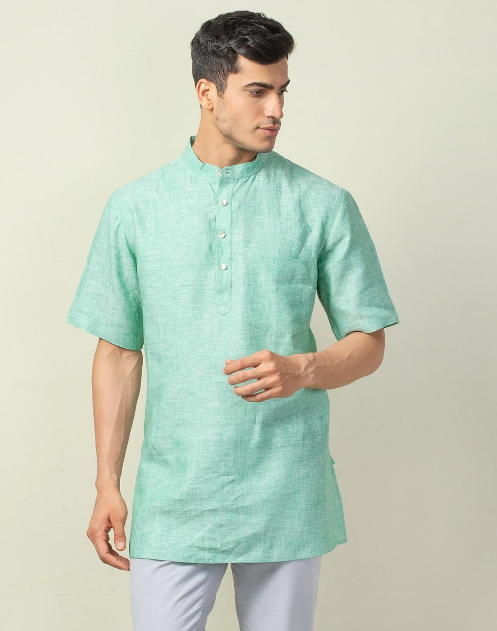 linen striped short kurta