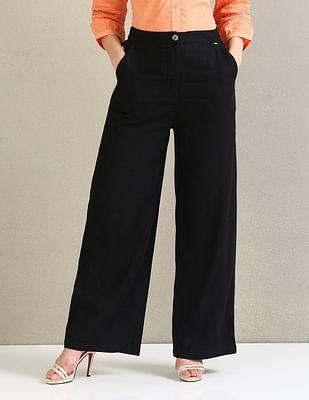 linen viscose wide leg trousers