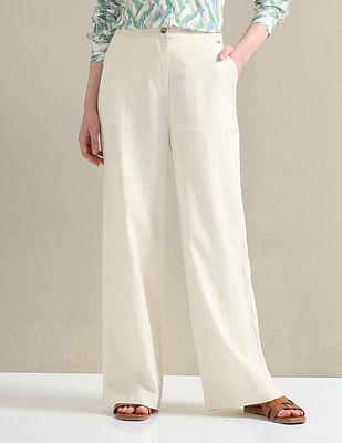 linen viscose wide leg trousers