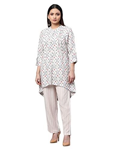 linen white printed kurta set for woman (size: xxl)-lcwed0072pfwhi0164