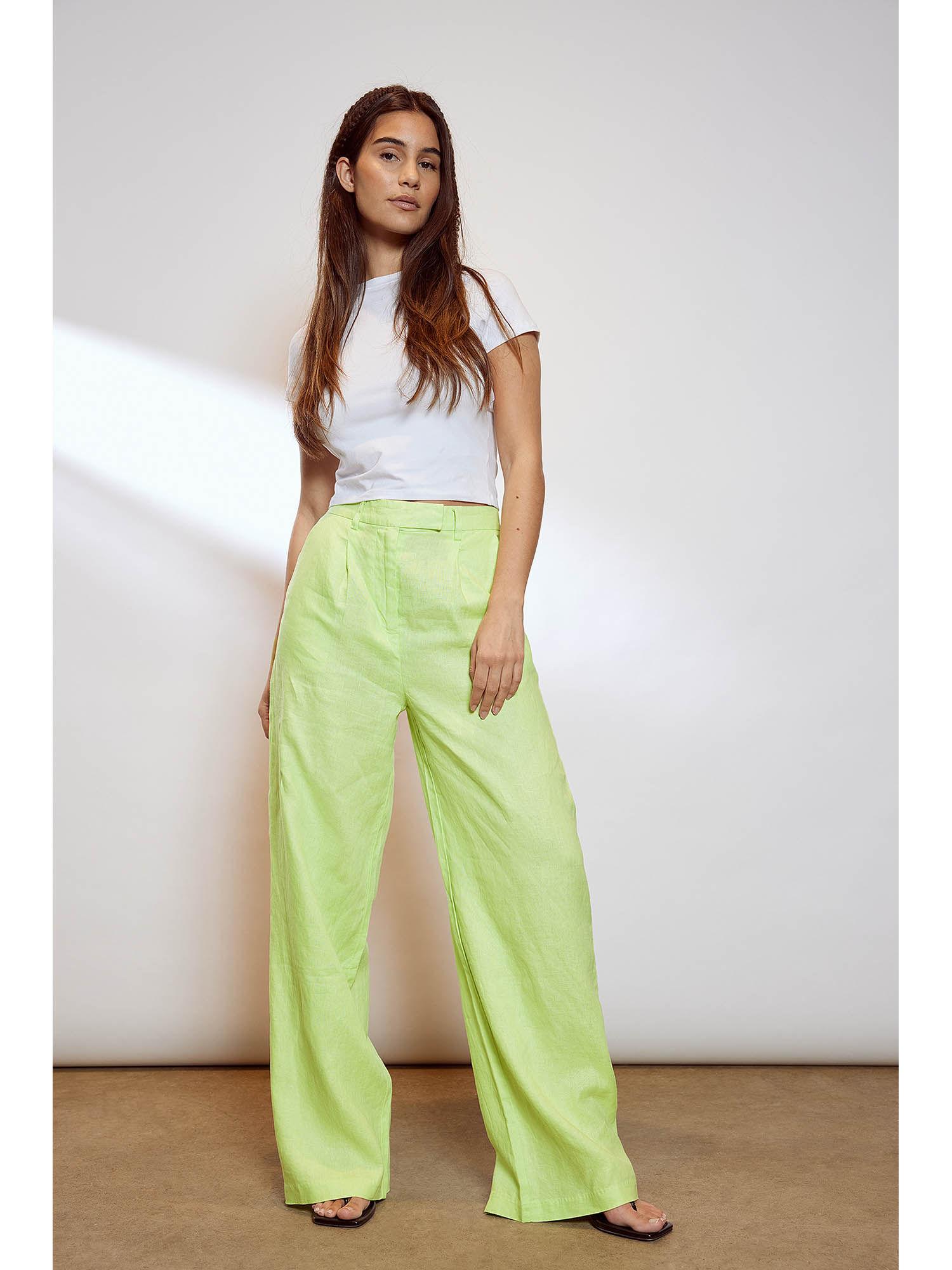 linen wide leg pants - green