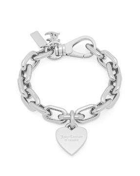link bracelet with heart charm