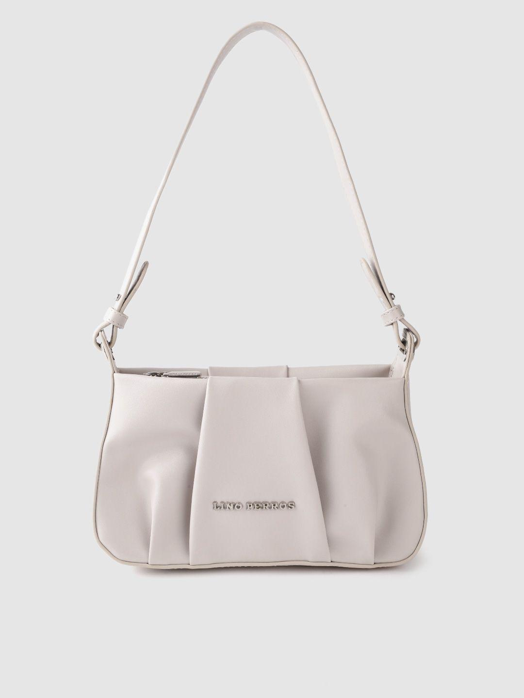 lino perros off-white structured shoulder bag with pleated detail
