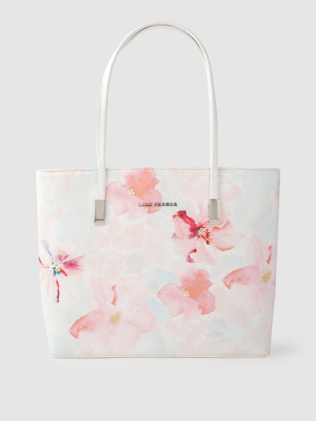 lino perros pink & white floral print structured laptop bag