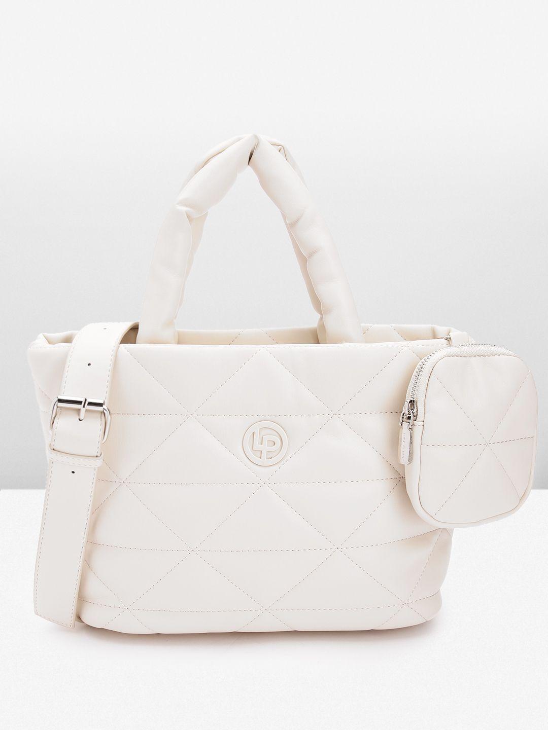 lino perros women geometric textured structured handheld bag with quilted detail