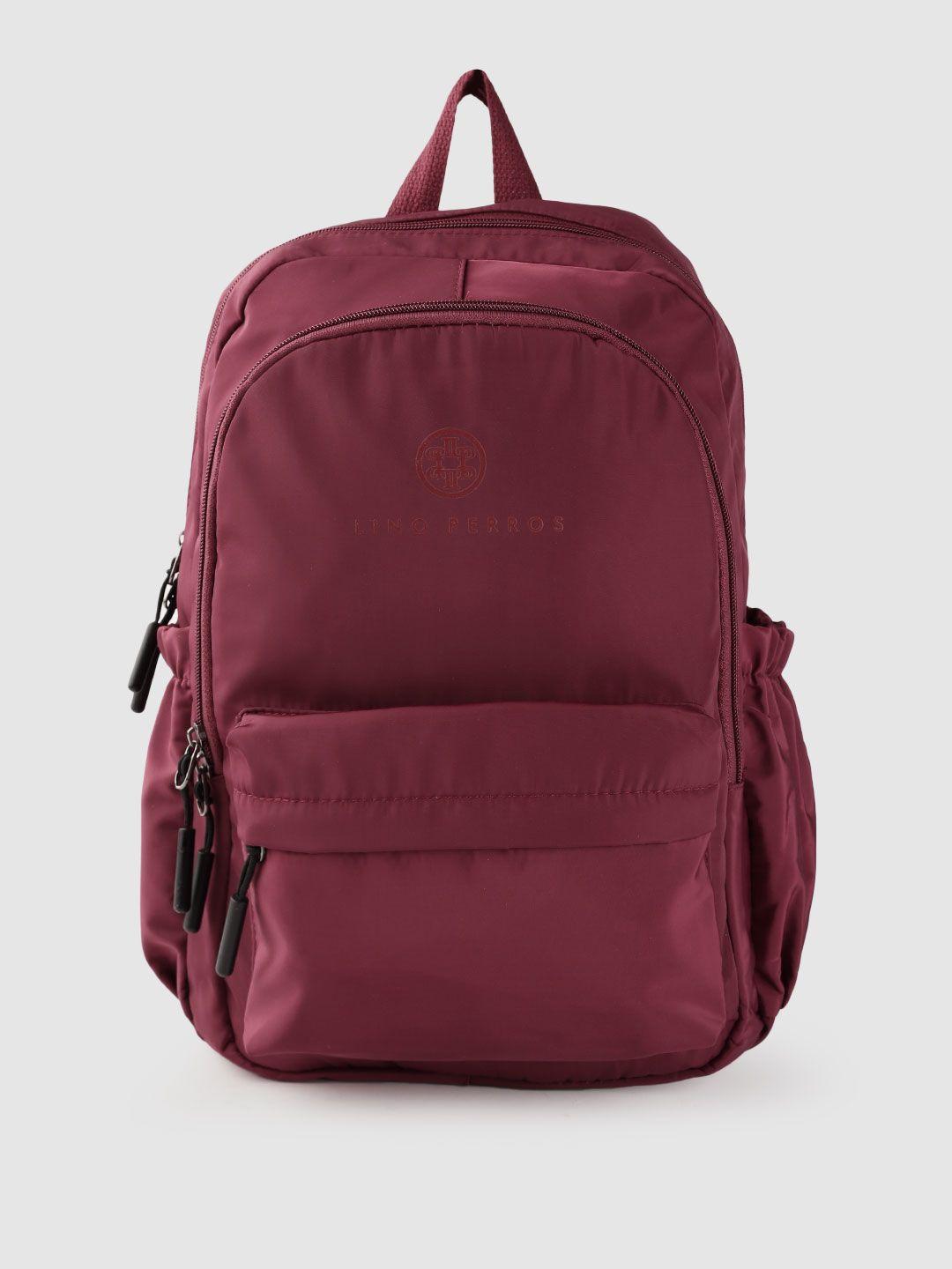 lino perros women maroon solid backpack- 28 litres