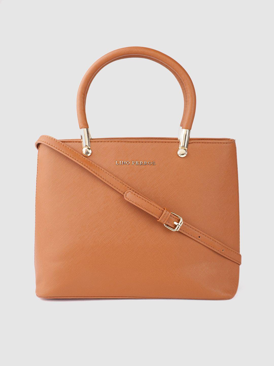 lino perros women tan brown solid structured handheld bag