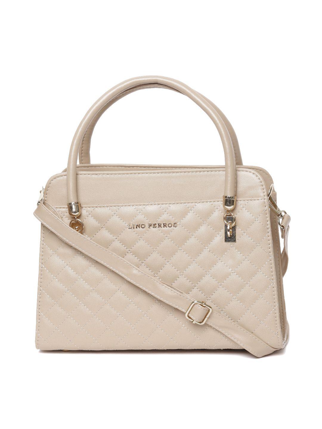 lino perros beige quilted handheld bag