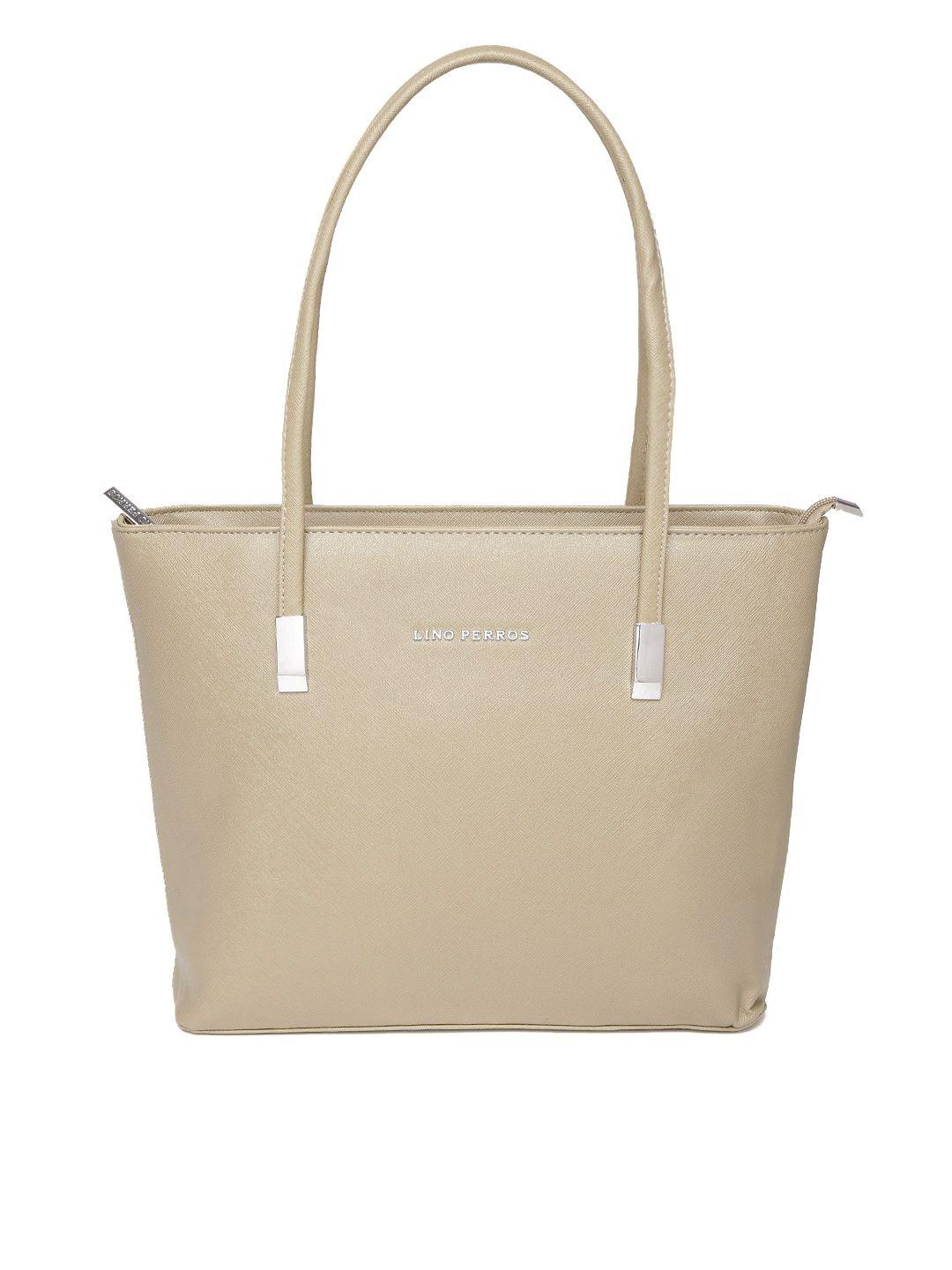 lino perros beige solid shoulder bag