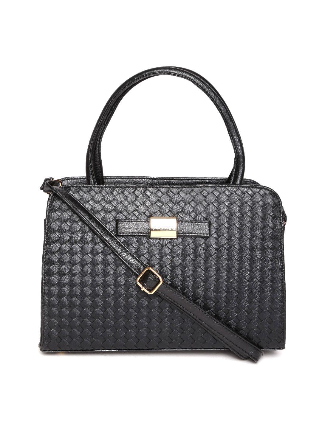 lino perros black basket weave patterned handbag