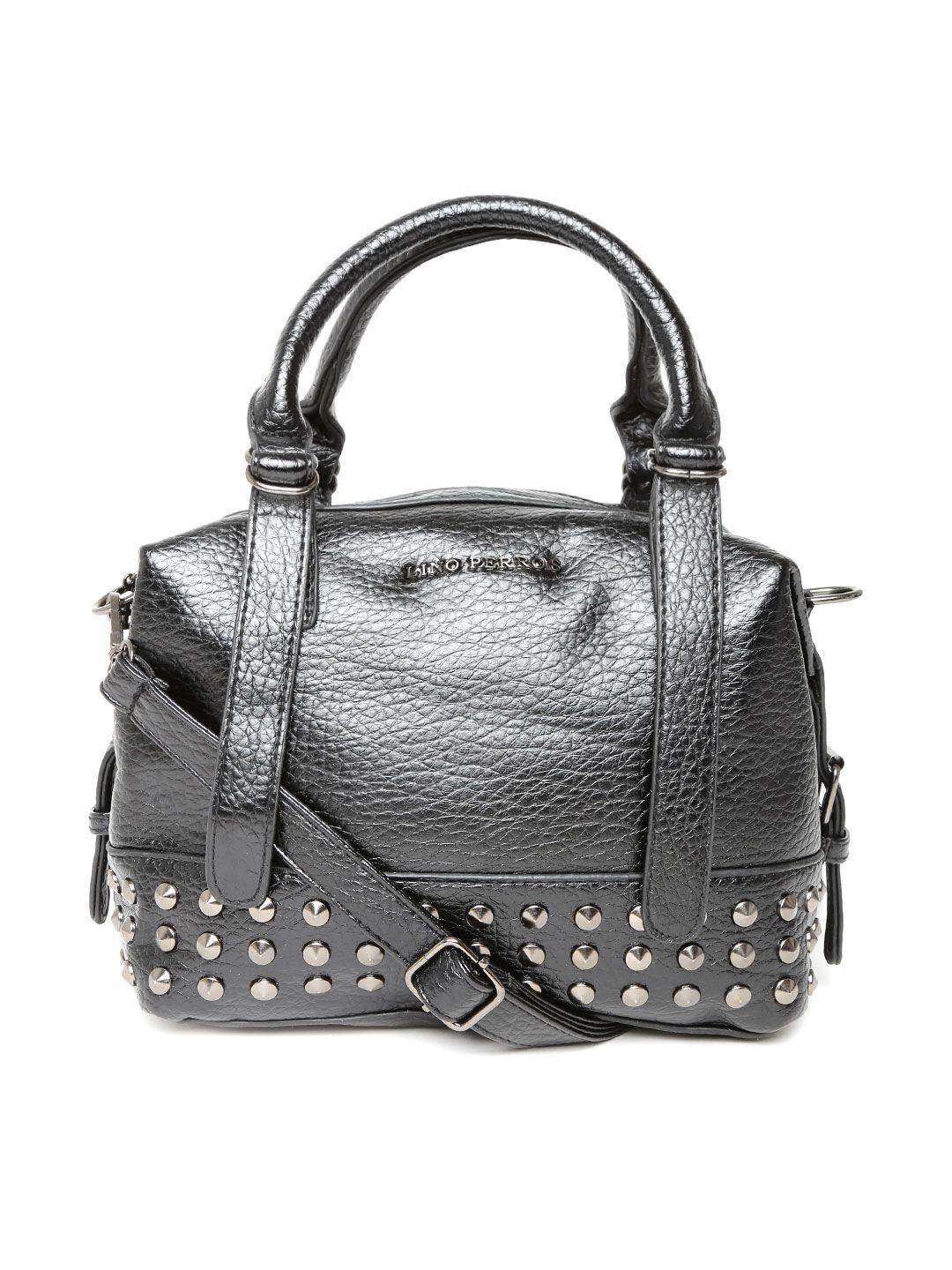 lino perros black embellished handbag with sling strap