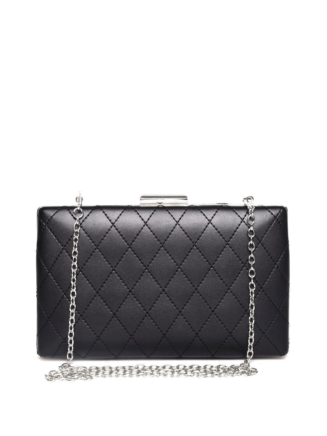 lino perros black quilted box clutch with chain strap