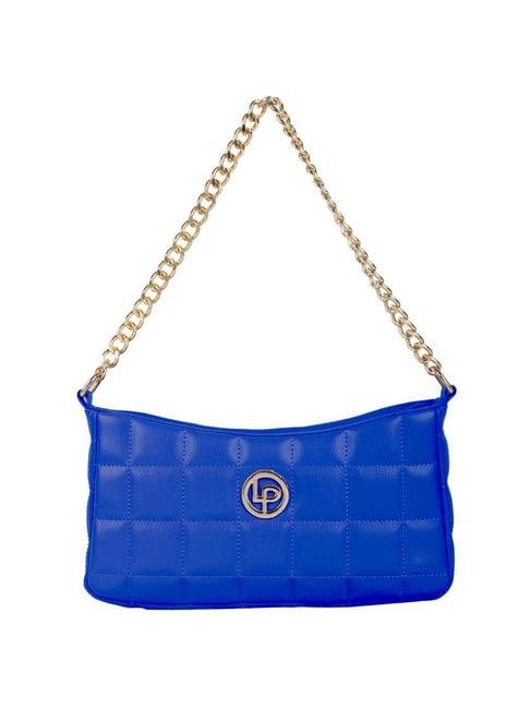 lino perros blue quilted medium shoulder handbag