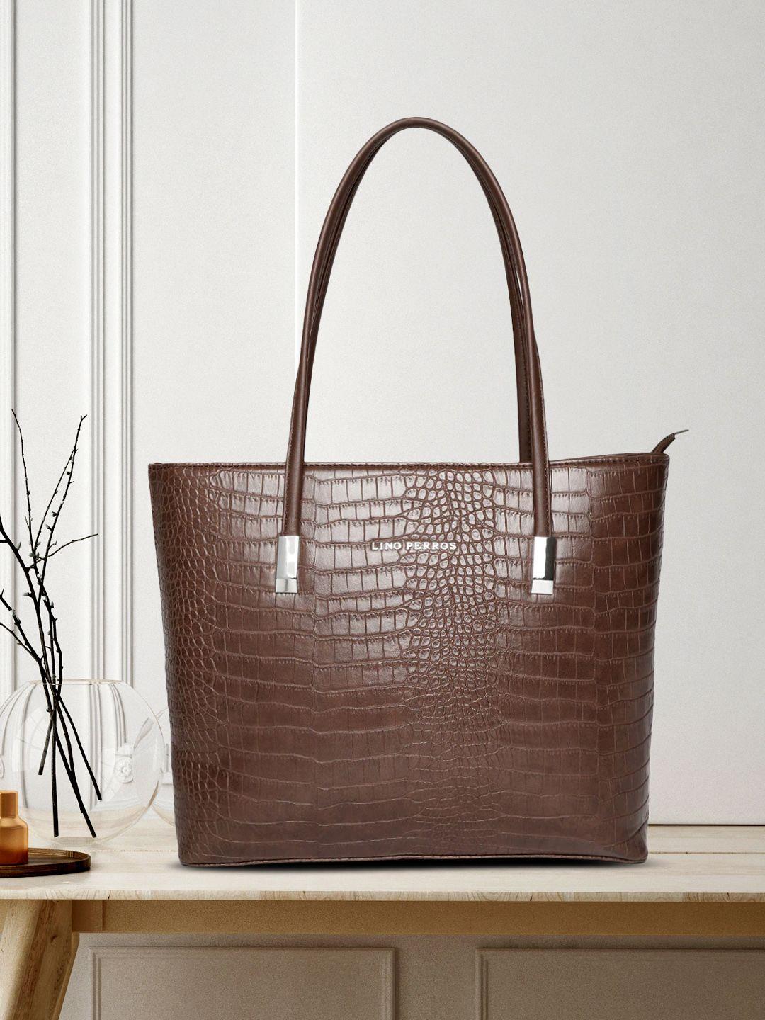 lino perros brown textured shoulder bag