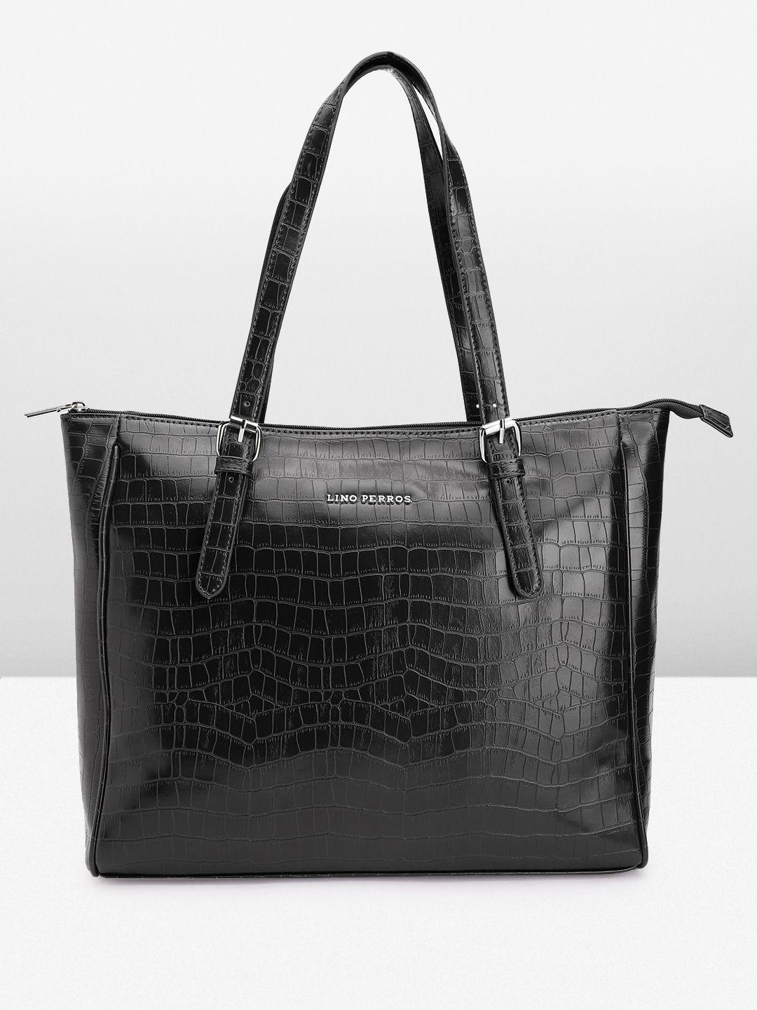 lino perros croc textured structured laptop shoulder bag