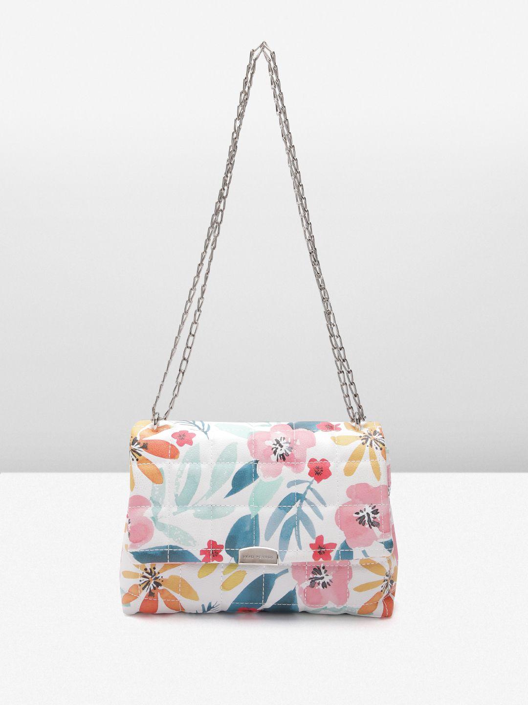 lino perros floral printed structured shoulder bag with quilted detail