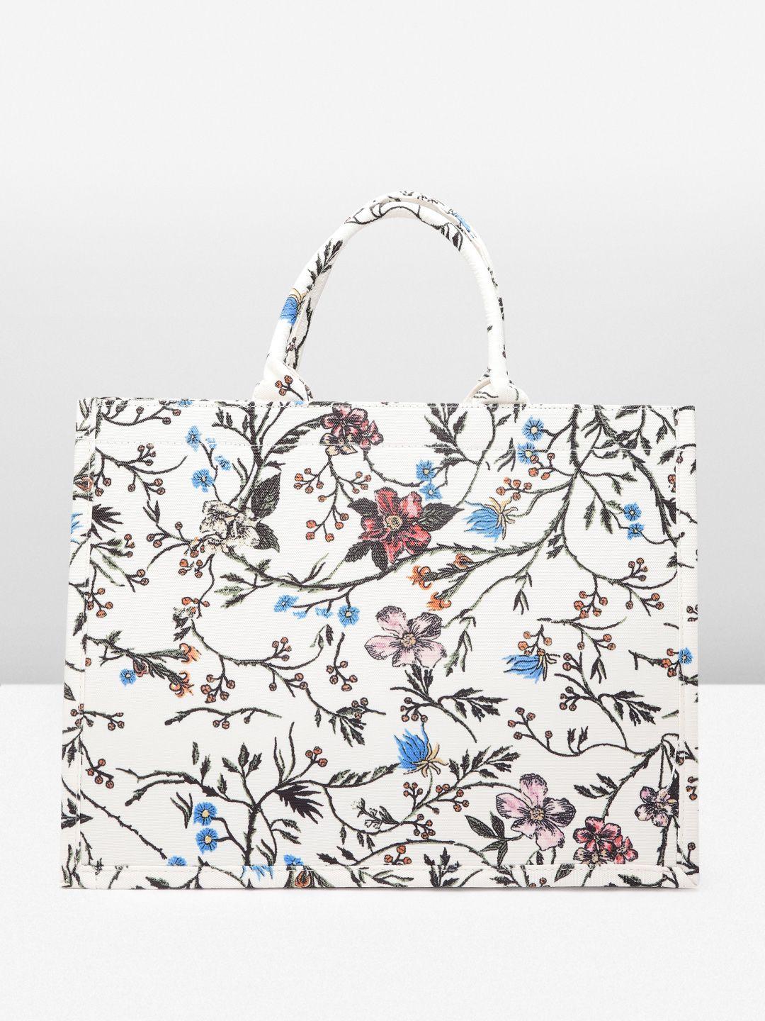 lino perros floral printed structured tote bag