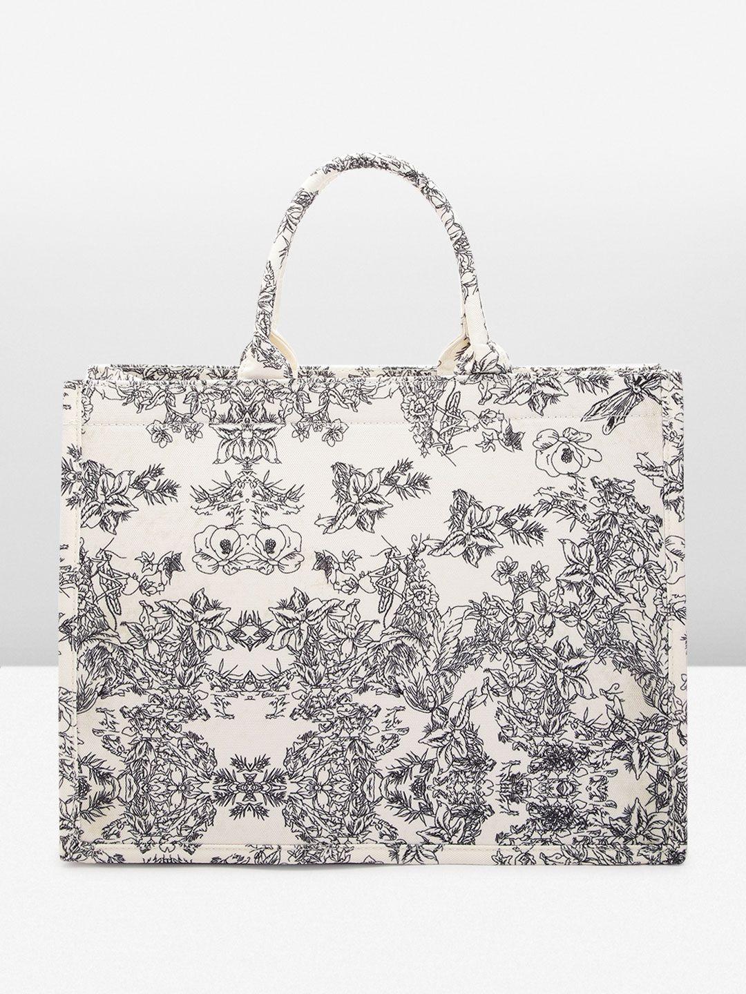 lino perros floral printed structured tote bag