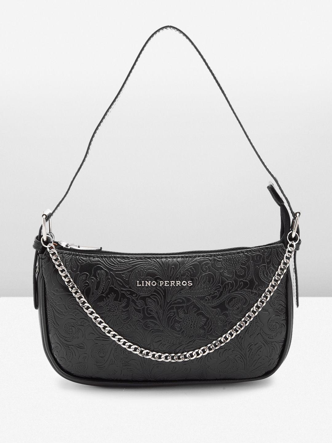 lino perros floral textured structured shoulder bag with chain detail