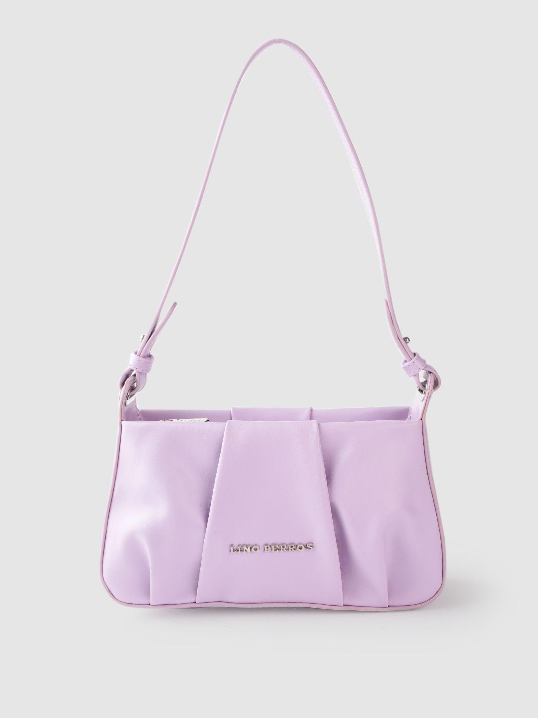 lino perros lavender structured shoulder bag with pleated detail