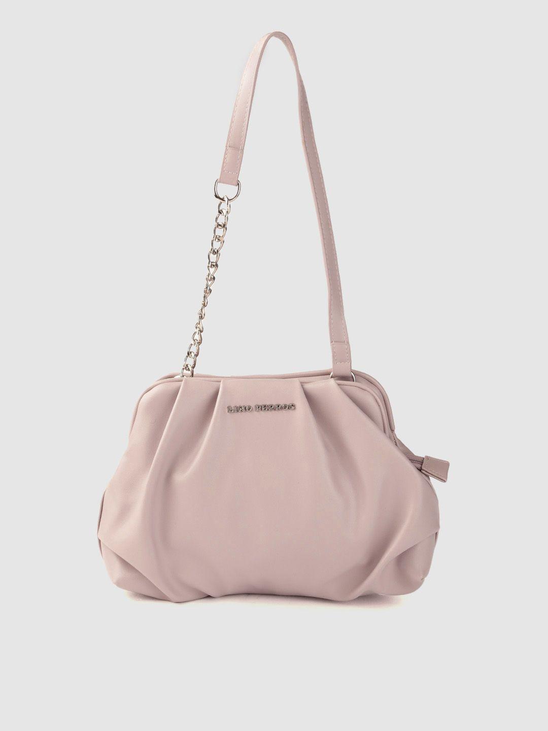 lino perros peach-coloured solid structured shoulder bag