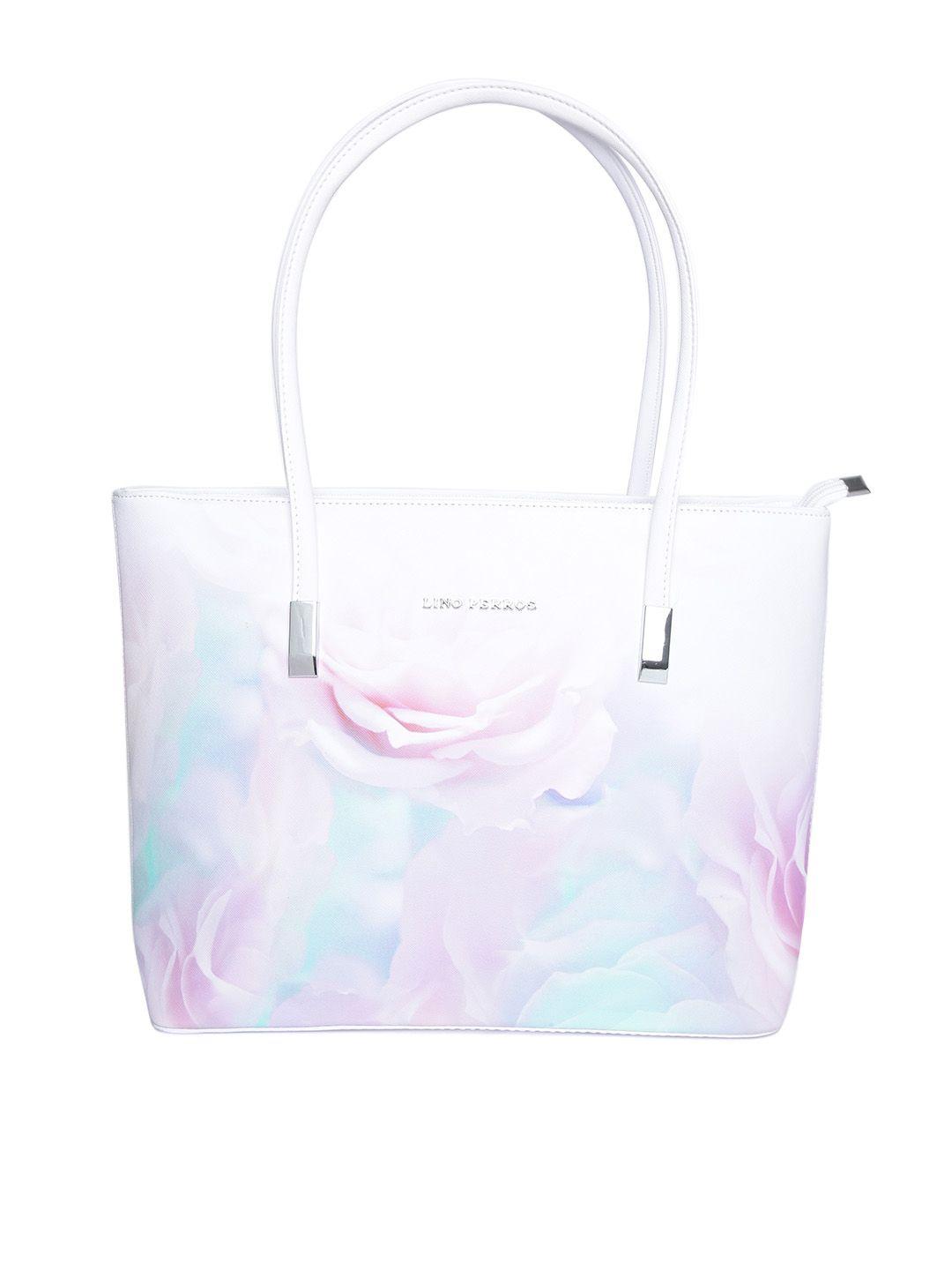 lino perros pink & off-white printed shoulder bag