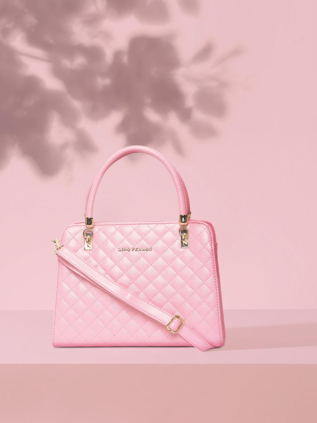lino perros pink quilted handheld bag