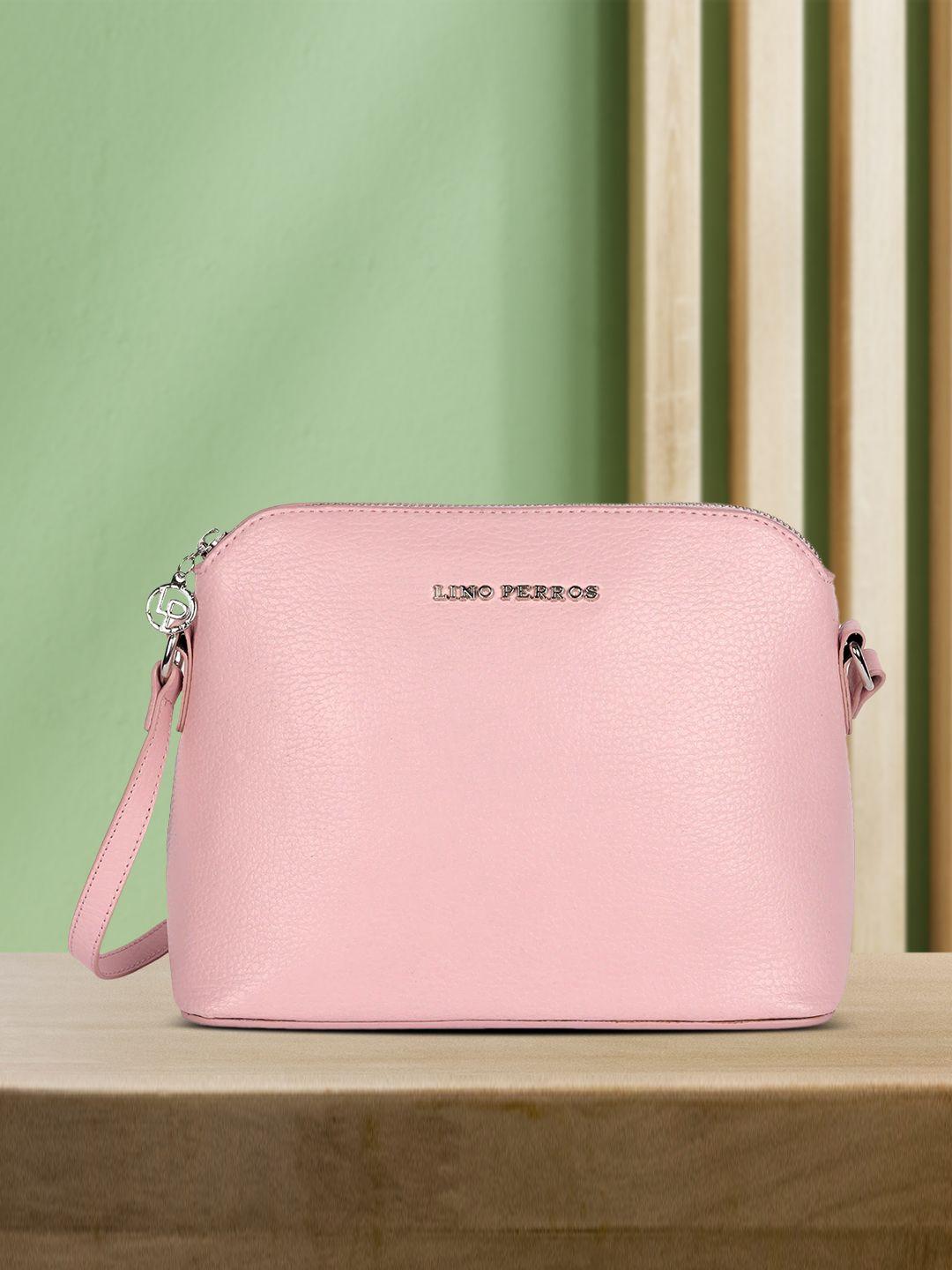 lino perros pink solid sling bag