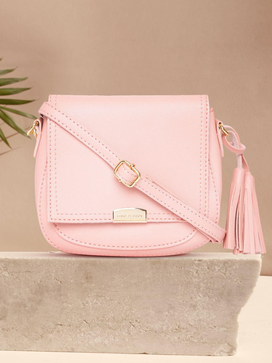 lino perros pink solid sling bag