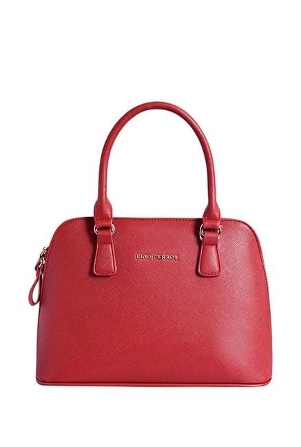 lino perros red solid handbag