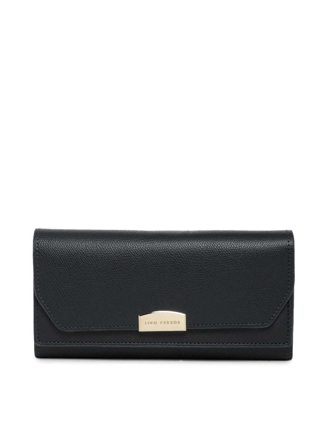 lino perros women black solid three fold wallet