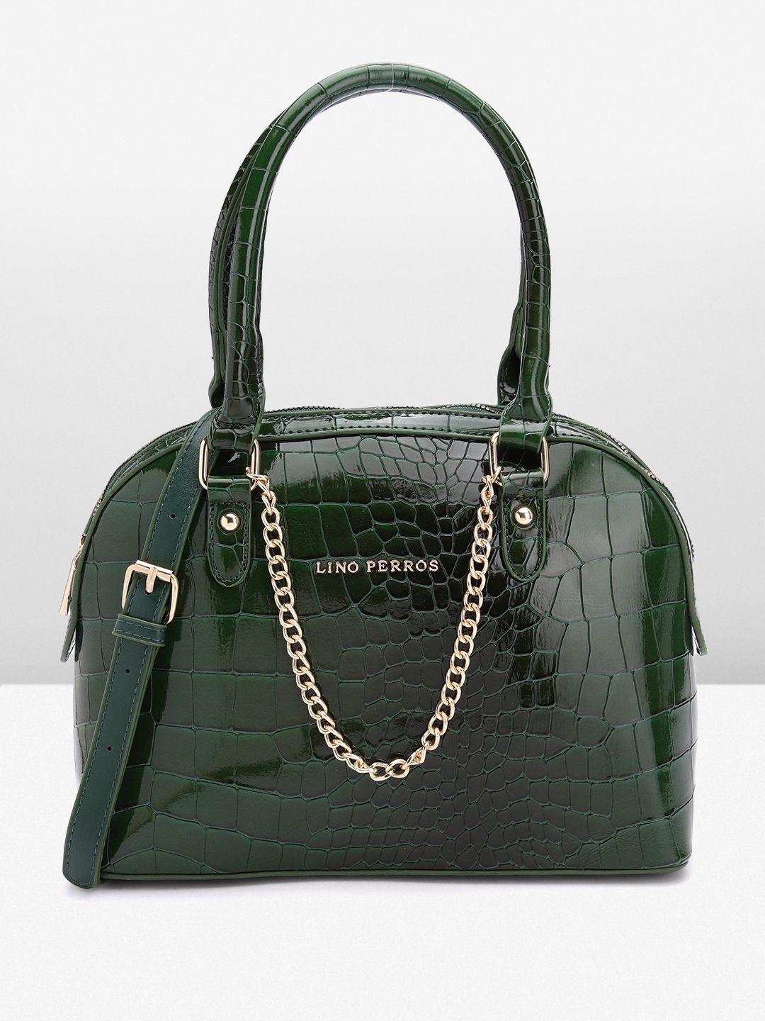 lino perros women croc textured structured shoulder bag with chain detail