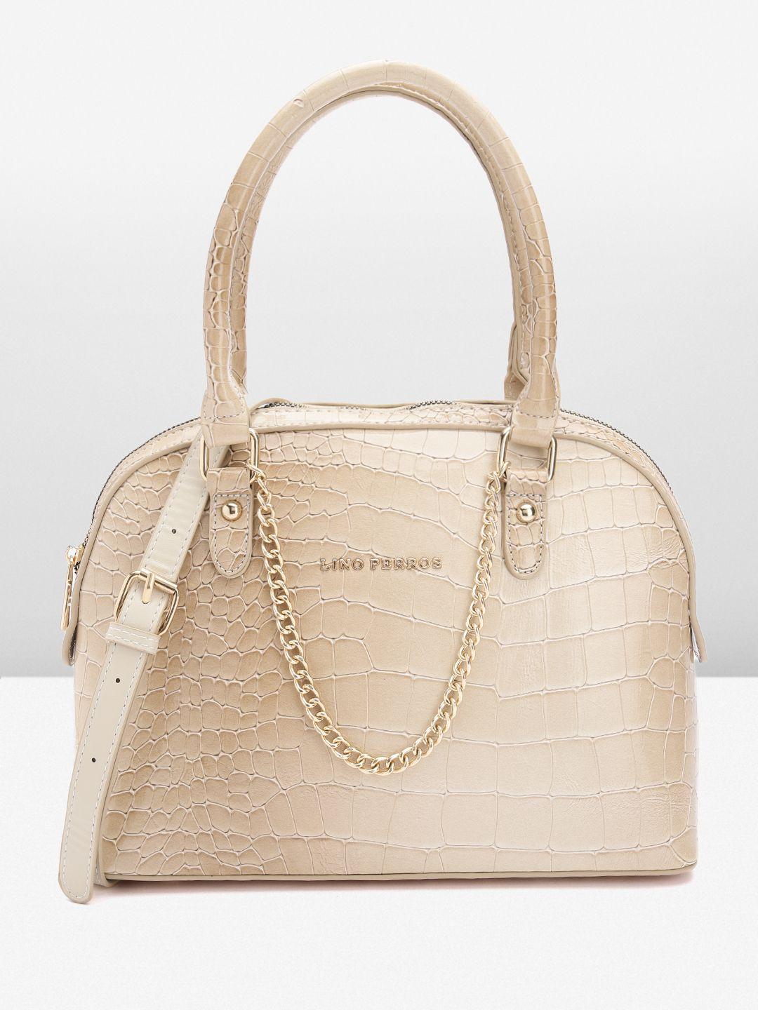 lino perros women croc textured structured shoulder bag with chain detail