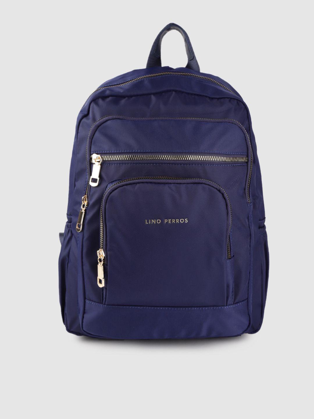 lino perros women navy blue solid backpack