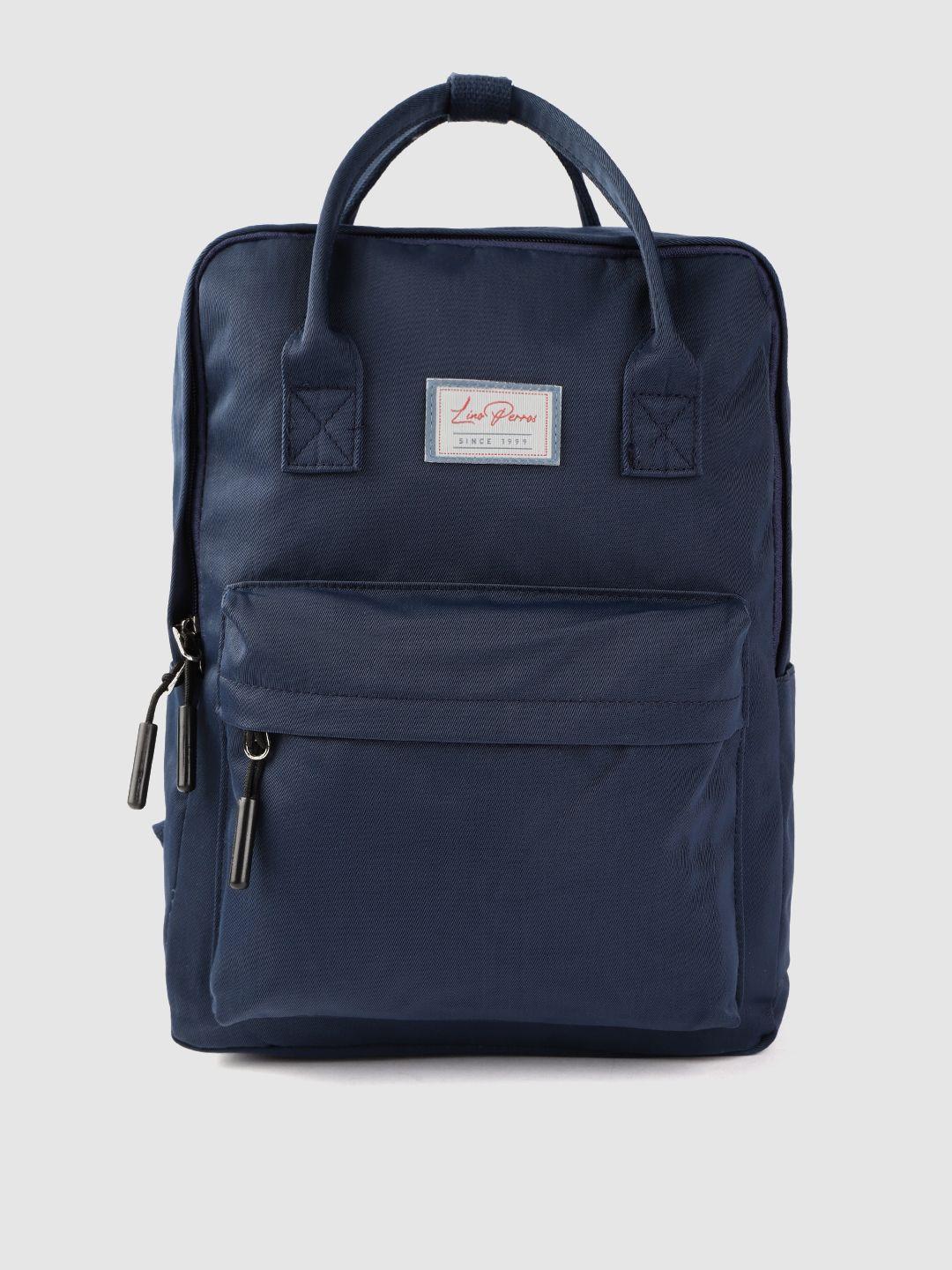 lino perros women navy blue solid laptop backpack