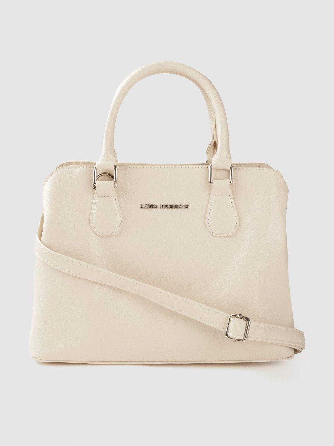 lino perros women off white solid structured handheld bag