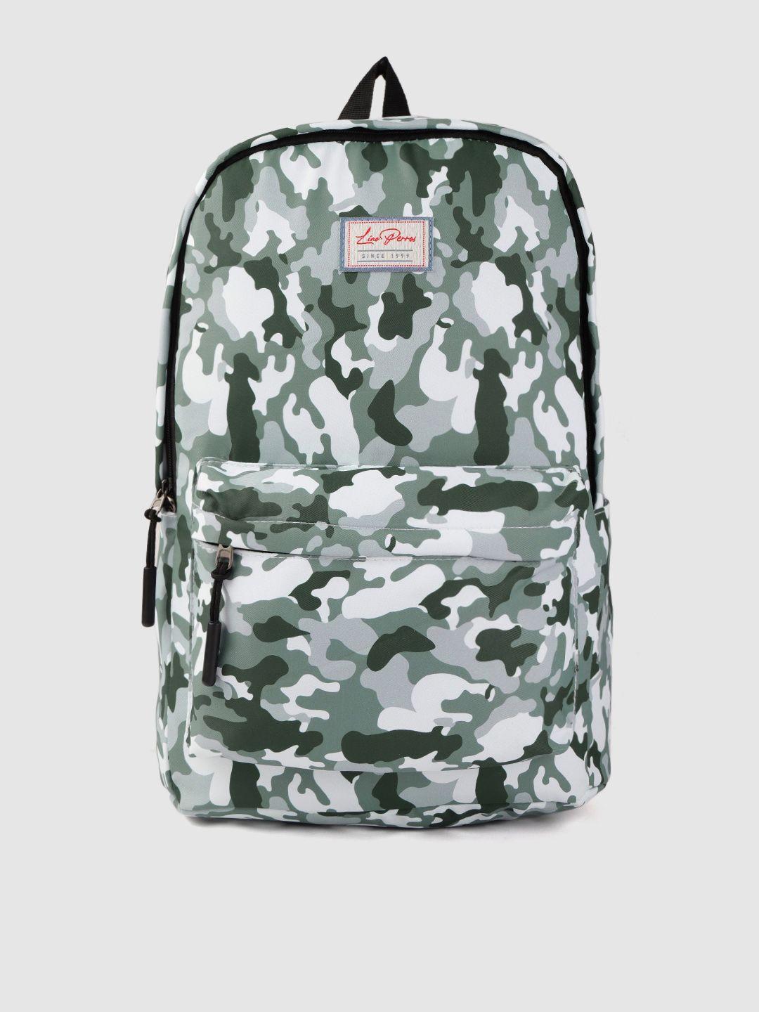 lino perros women olive green & white camouflage print laptop backpack